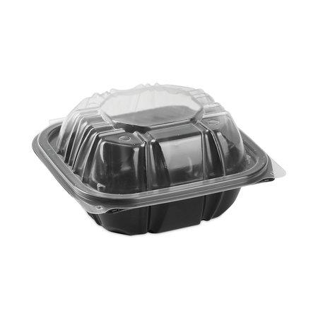 PACTIV EarthChoice Hinge-Lid Takeout Container, 1-Comp, 16oz, Bk/Clear, PK321 PK DC6610B000